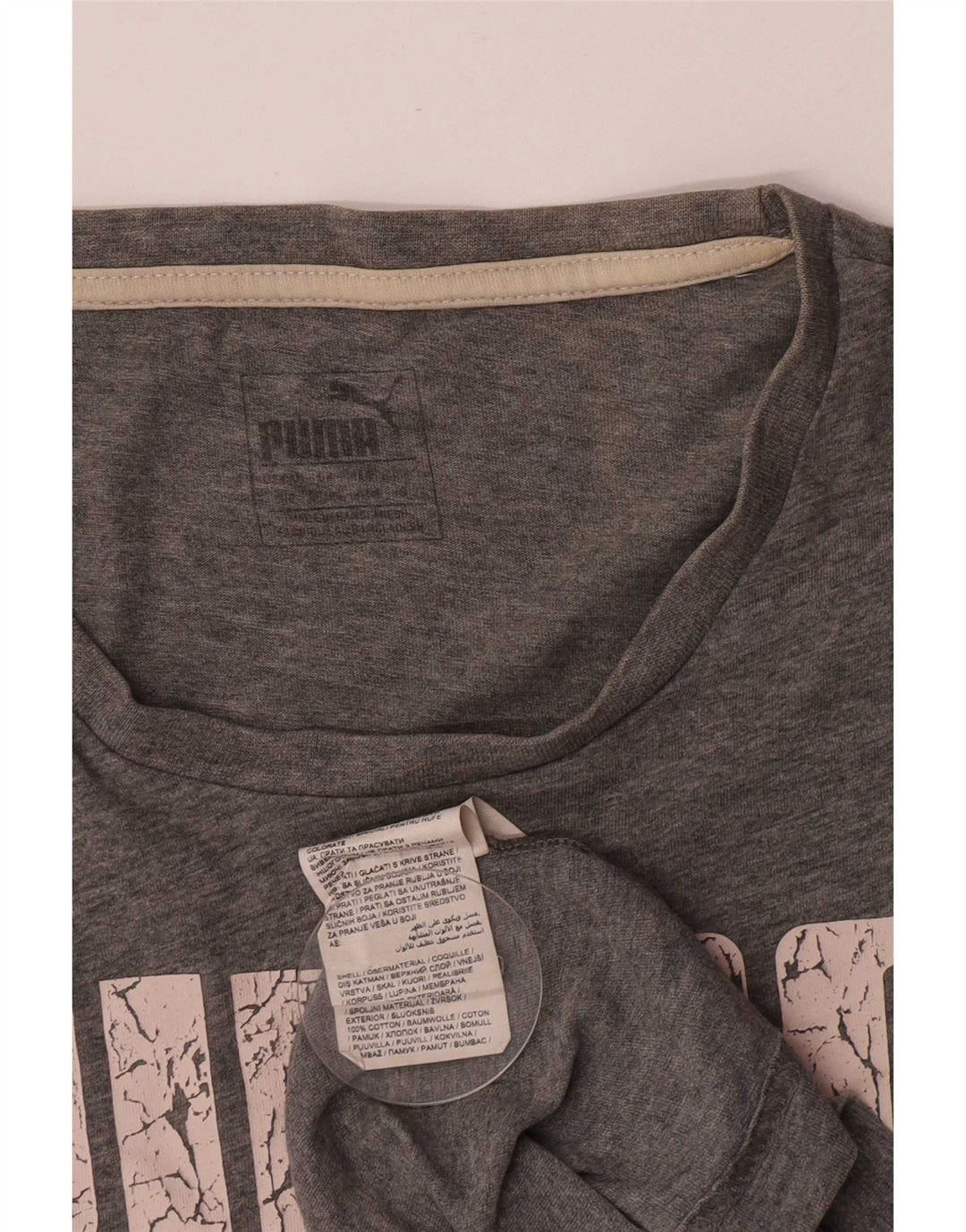 Puma Herren Grafik T-Shirt Top Small Grau Baumwolle