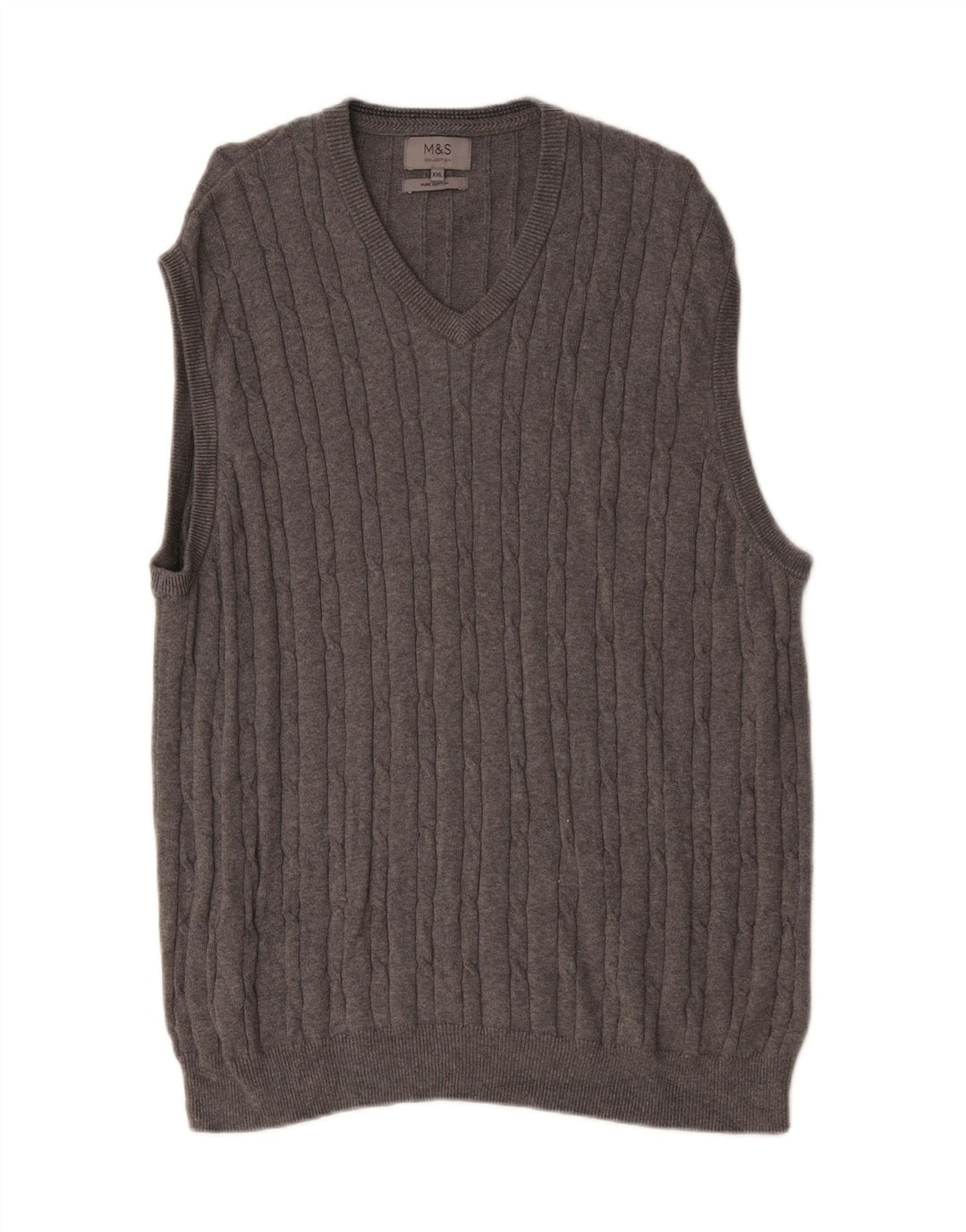 Marks & Spencer Herren Weste Tank Top 2XL Grau Baumwolle