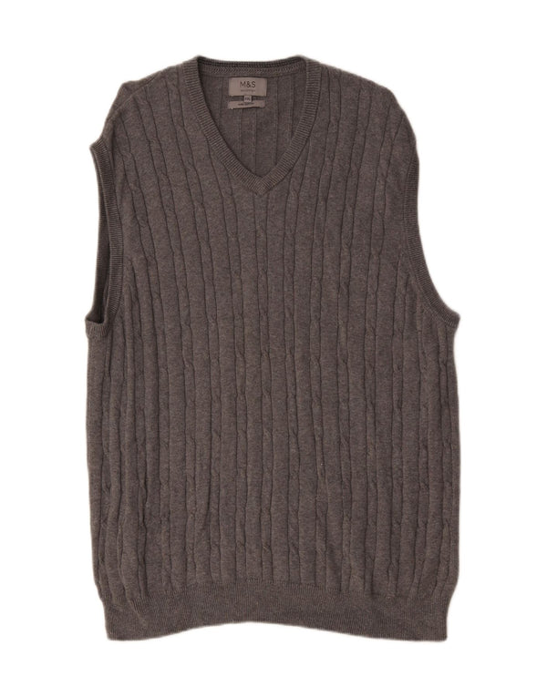Marks & Spencer Herren Weste Tank Top 2XL Grau Baumwolle