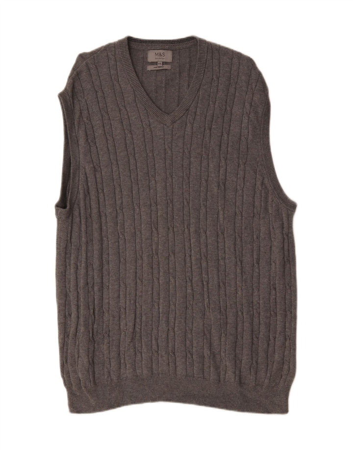 Marks & Spencer Herren Weste Tank Top 2XL Grau Baumwolle