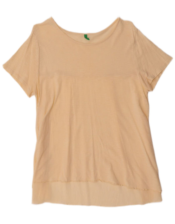 BENETTON Damen T-Shirt Top UK 16 Large Beige