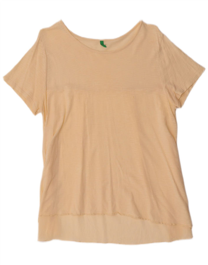 BENETTON Damen T-Shirt Top UK 16 Large Beige
