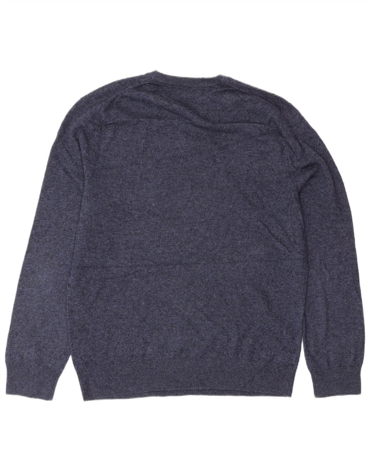 Cos Herren-Pullover mit Rundhalsausschnitt, mittlere marineblaue Wolle