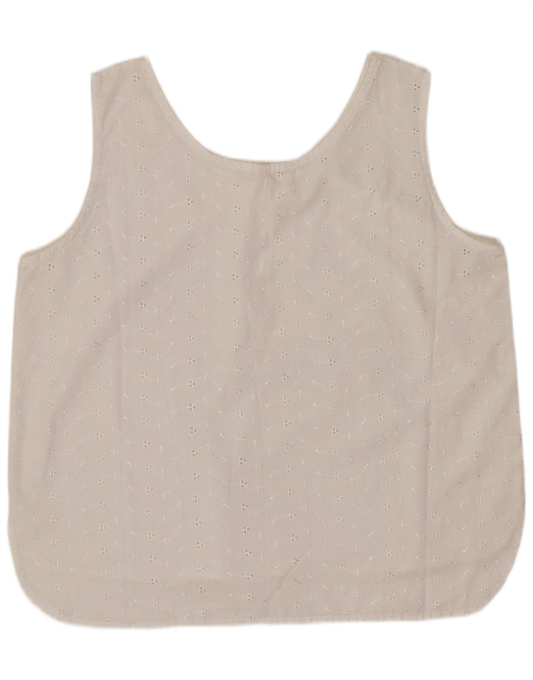 Vintage Damen Ärmelloses Blusentop EU 44 XL Weiße Baumwolle