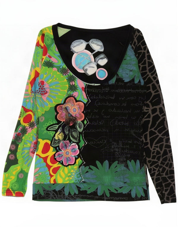 Desigual Womens Graphic Top Langarm UK 12 Medium Mehrfarbig Blumen