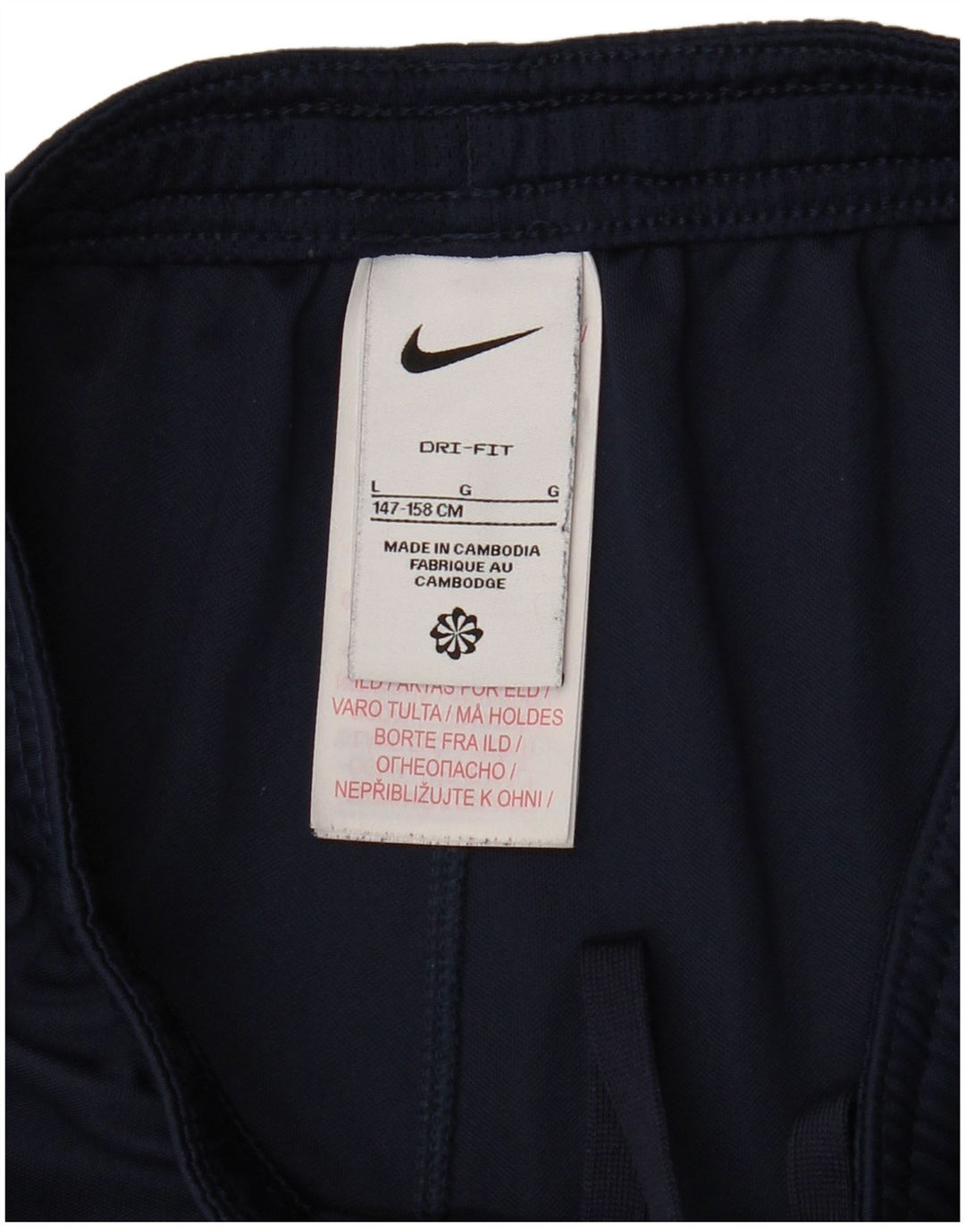 NIKE Dri Fit Sportshorts für Jungen, 12–13 Jahre, Größe L, Marineblau, Farbblock