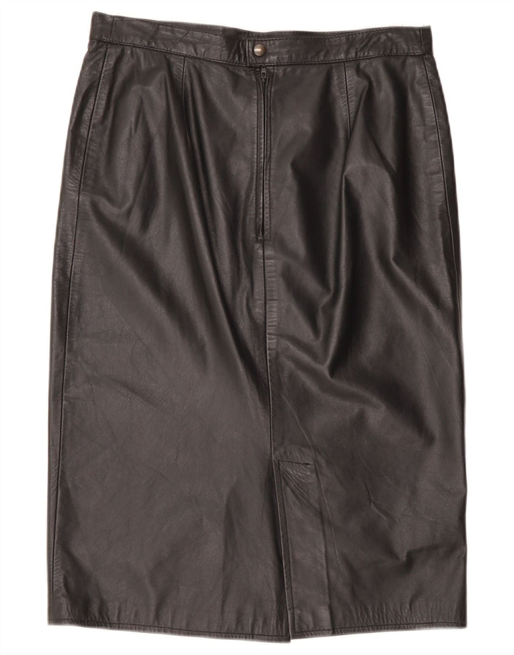 Vintage Damen Lederrock W32 Groß Schwarz