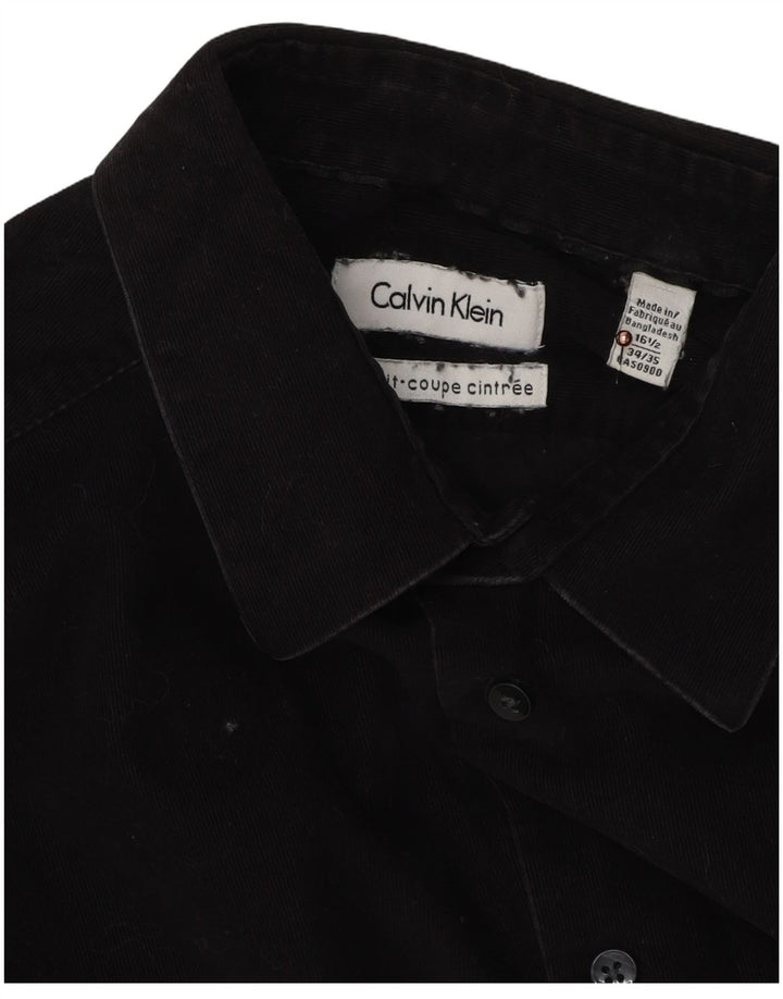 Calvin Klein Herren-Cordhemd, Größe 16 1/2, große schwarze Baumwolle