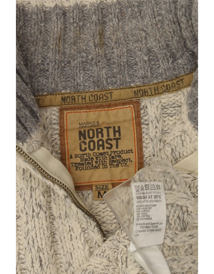 Marks & Spencer Herren-Pullover mit Reißverschluss am Hals, Mittelgrau geflecktes Acryl