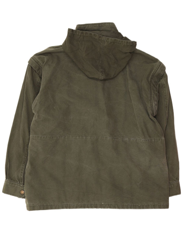 Vintage Herren-Reitjacke mit Kapuze, EU 50, große grüne Baumwolle