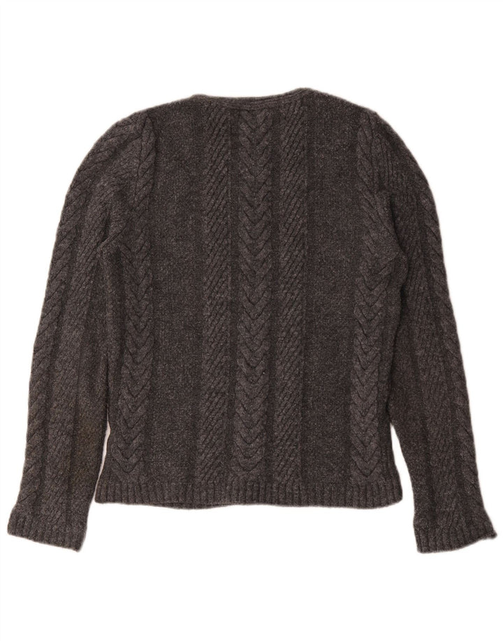Zara Herren-Pullover mit Rundhalsausschnitt, groß, grau geflecktes Acryl