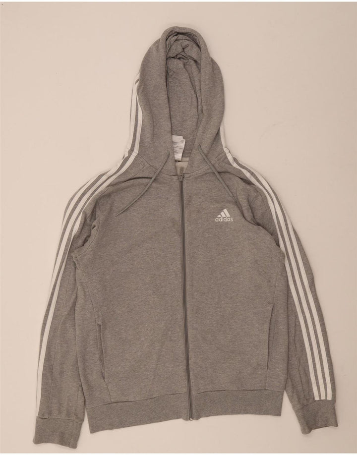 Adidas Herren Regular Fit Zip Hoodie Pullover mittelgraue Baumwolle