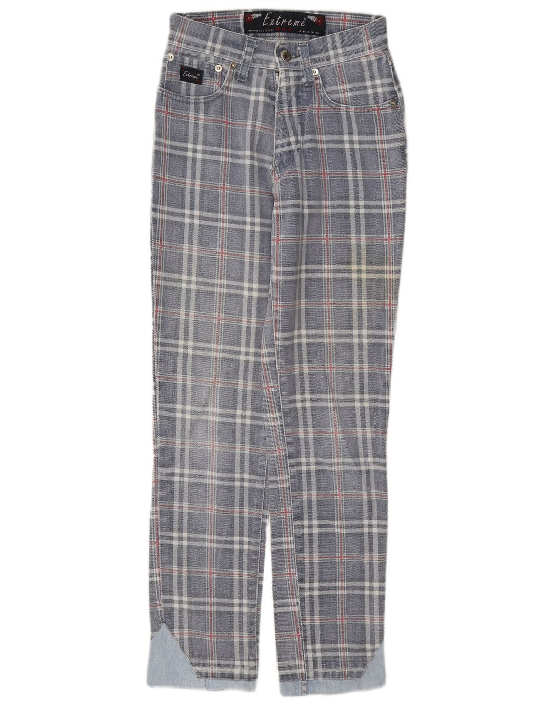 Extreme Tapered-Jeans für Damen, W26, L29, blau kariert, Baumwolle