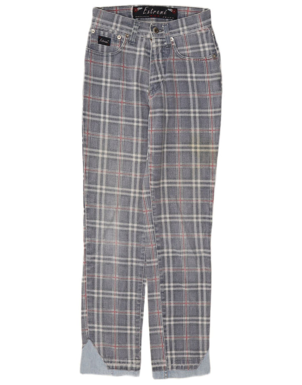 Extreme Tapered-Jeans für Damen, W26, L29, blau kariert, Baumwolle