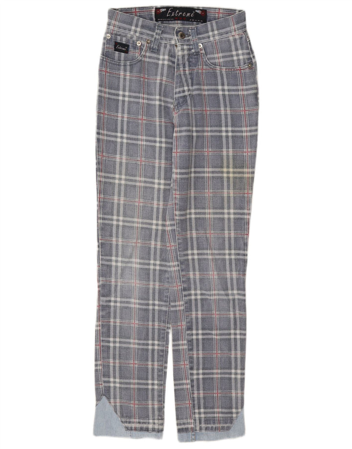Extreme Tapered-Jeans für Damen, W26, L29, blau kariert, Baumwolle