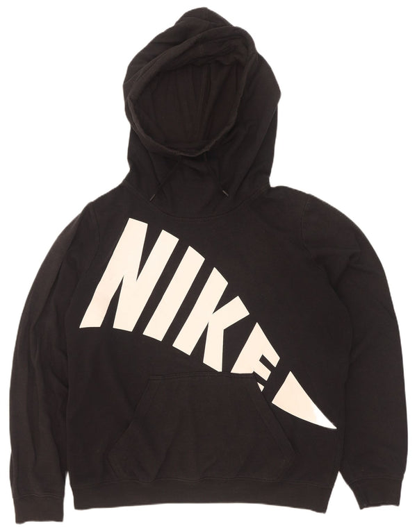 Nike Womens Graphic Oversized Hoodie Pullover UK 16 Große schwarze Baumwolle
