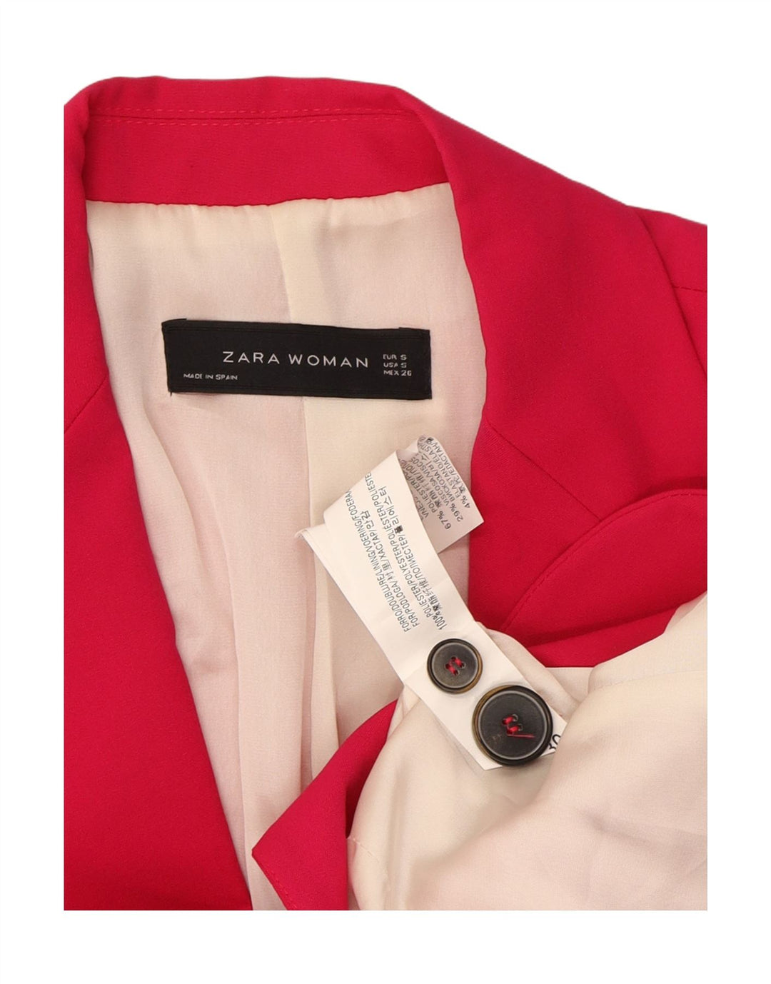 ZARA Womens 1 Button Blazer Jacket UK 10 Small Pink Polyester Vintage Zara and Second-Hand Zara from Messina Hembry 