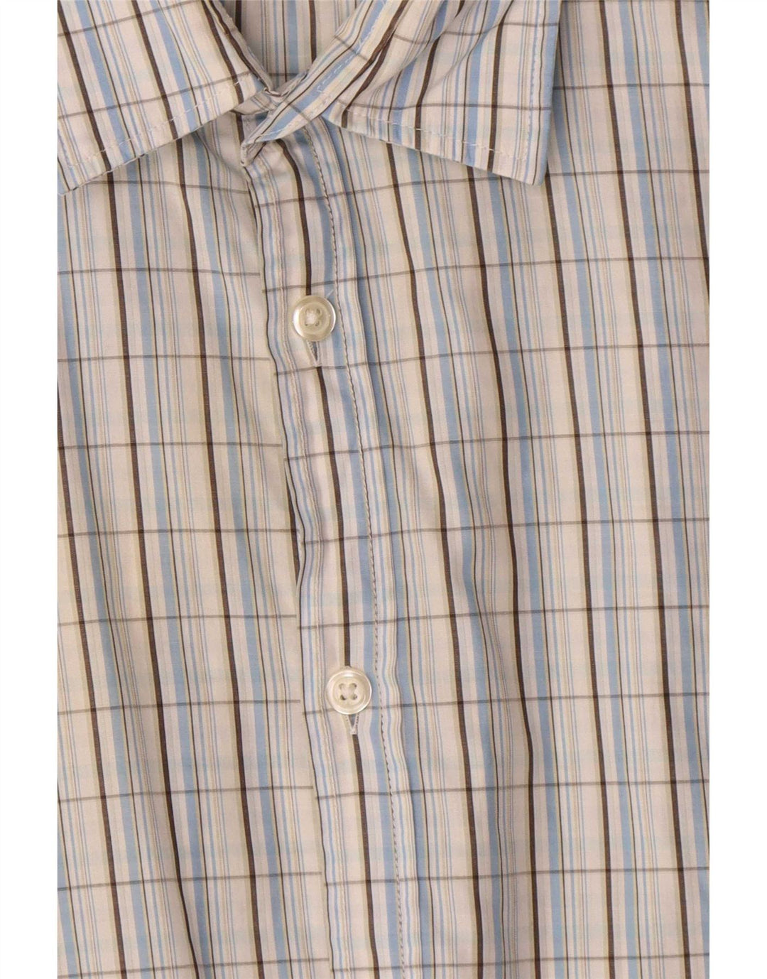 Hugo Boss Herren Kurzarmhemd XL blau kariert Baumwolle