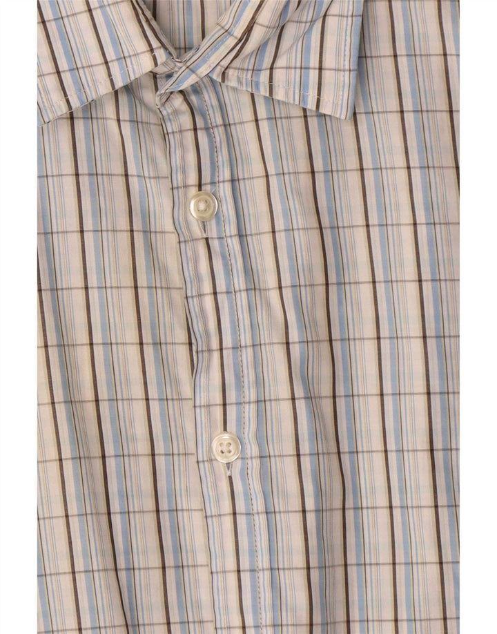 Hugo Boss Herren Kurzarmhemd XL blau kariert Baumwolle