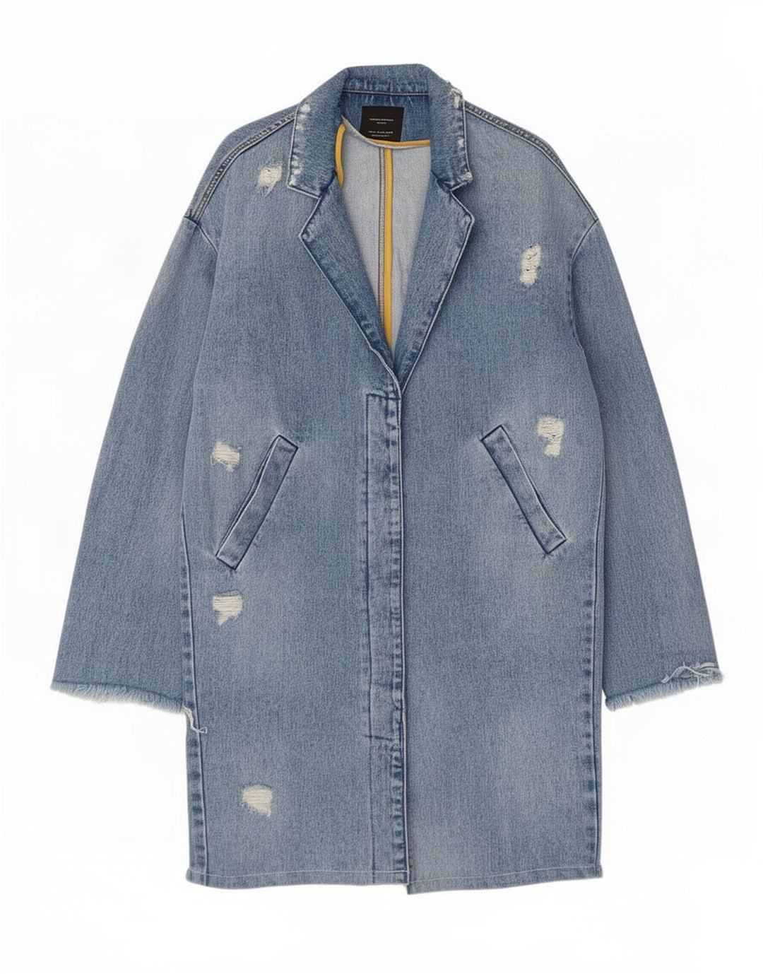 Zara Damen Trafaluc Distressed Denim Coat UK 14 Mittelblau