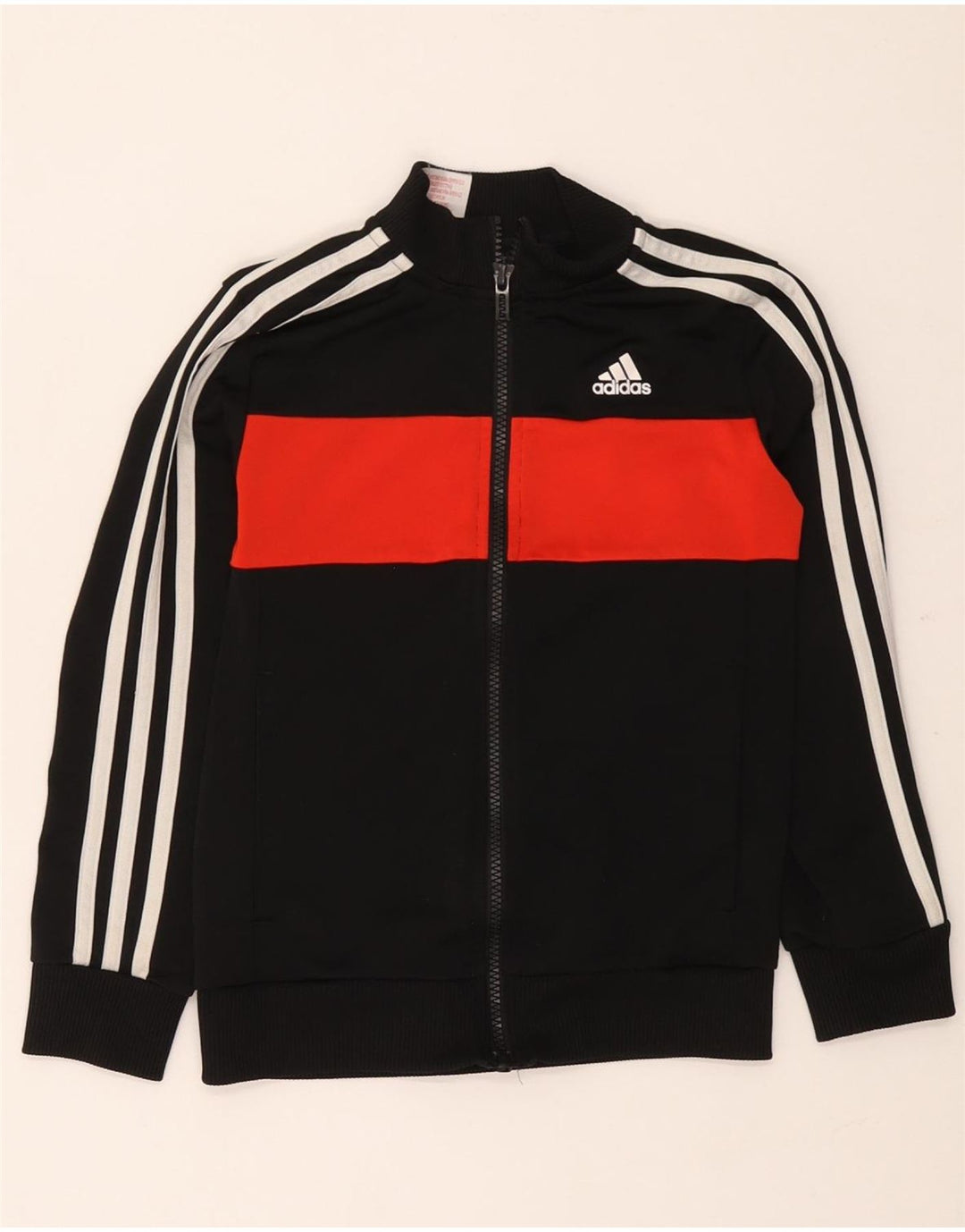 Adidas Jungen-Trainingsanzug-Top-Jacke, 7–8 Jahre, schwarzes Colourblock-Polyester