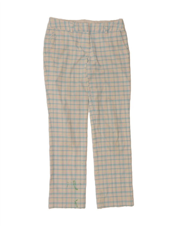 NIKE Womens Straight Chino Trousers UK 12 Medium W32 L31 White Check Vintage Nike and Second-Hand Nike from Messina Hembry 