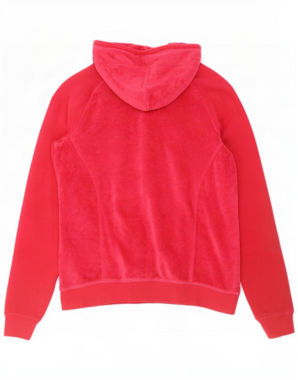 Champion Womens Heritage Fit Velour Zip Hoodie Sweater UK 16 Large Red