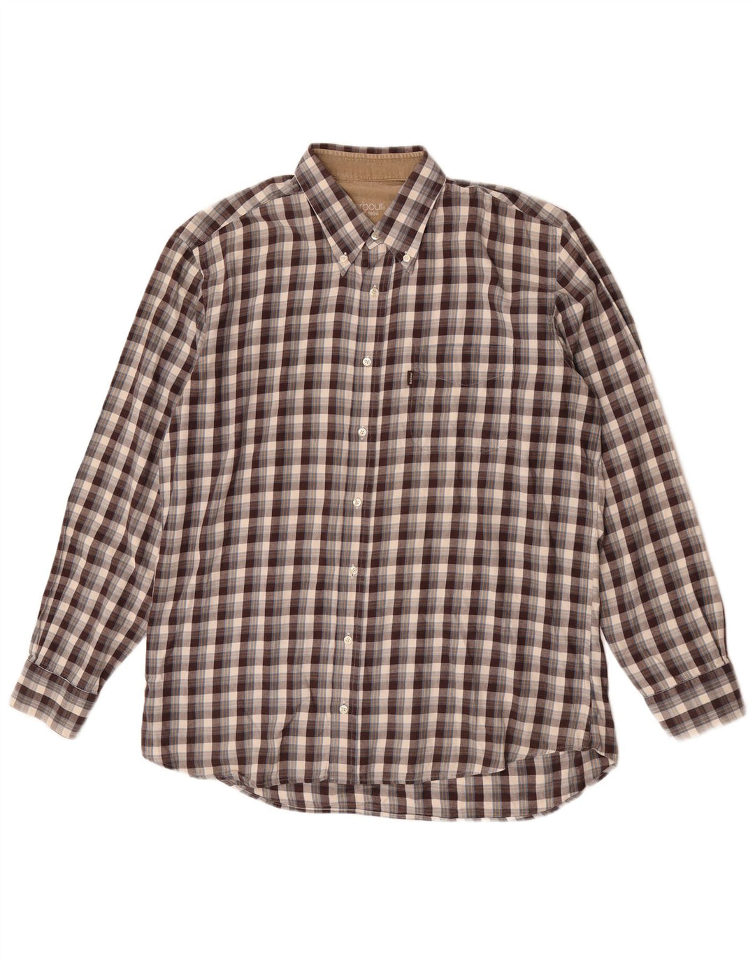 Barbour Herren-Flanellhemd, groß, braun, kariert, Baumwolle