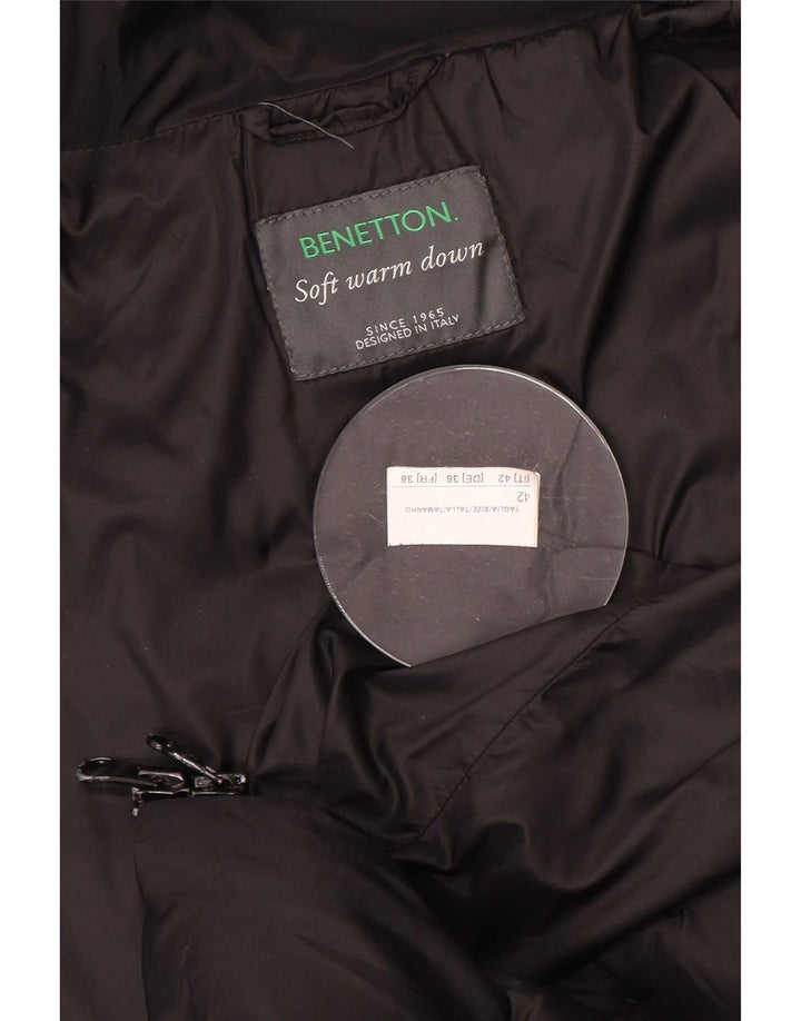 Benetton Wattierte Damenjacke mit Kapuze IT 42 Mittelschwarz