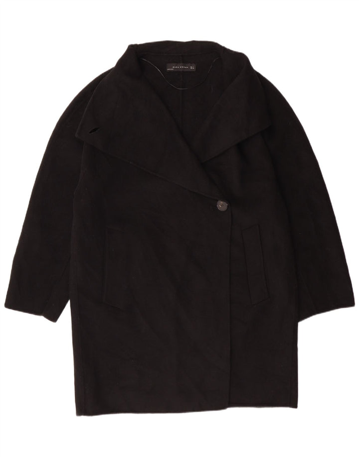 ZARA Damen Mantel UK 16 Große schwarze Wolle