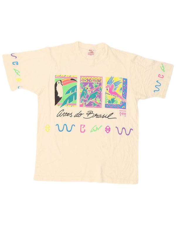Vintage Damen Grafik T-Shirt Top UK 18 XL Weiß
