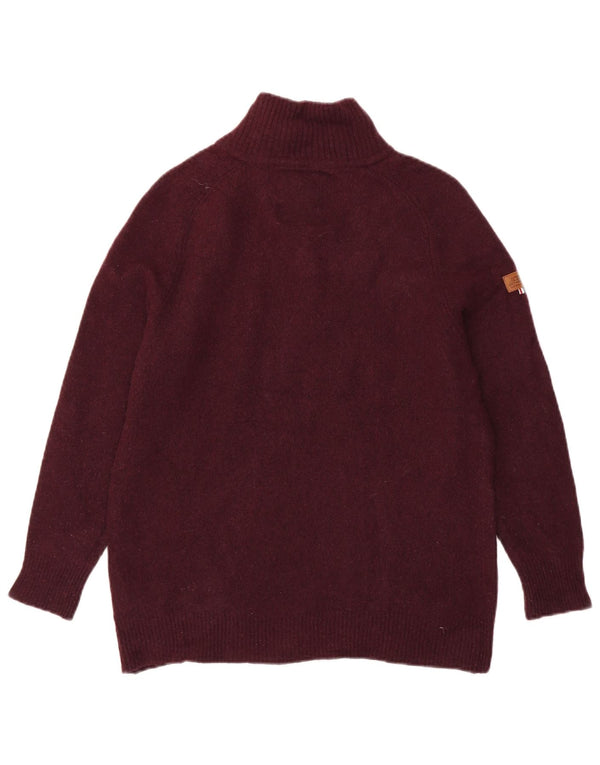 Superdry Damen-Pullover mit Reißverschluss am Hals, UK 20 2XL, burgunderrote Lammwolle