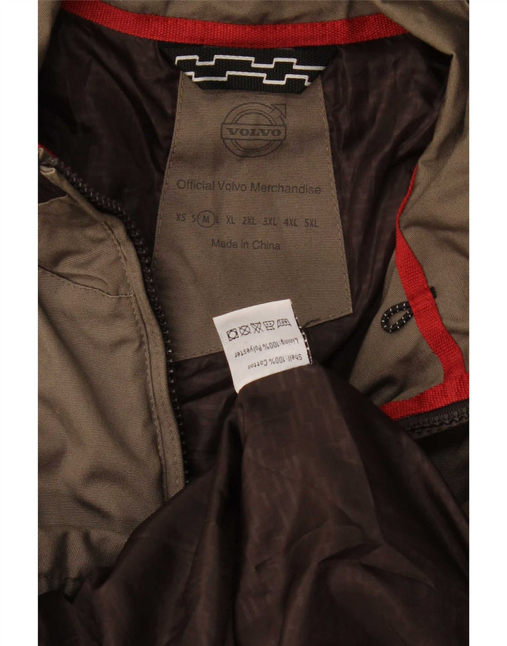 Volvo Herren-Bomberjacke mit Grafik, UK 38, mittelgraue Colourblock-Baumwolle