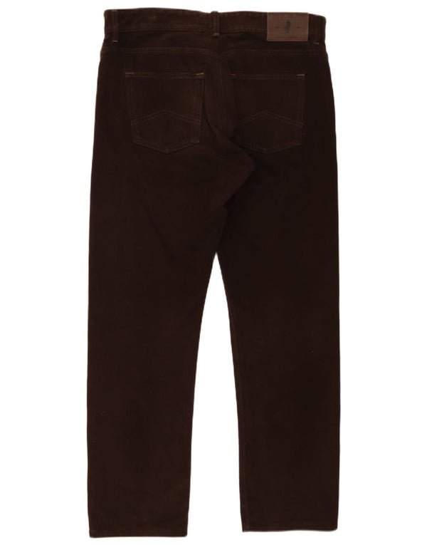 Marlboro Classics Mens Straight Casual Trousers W36 L30 Brown Cotton