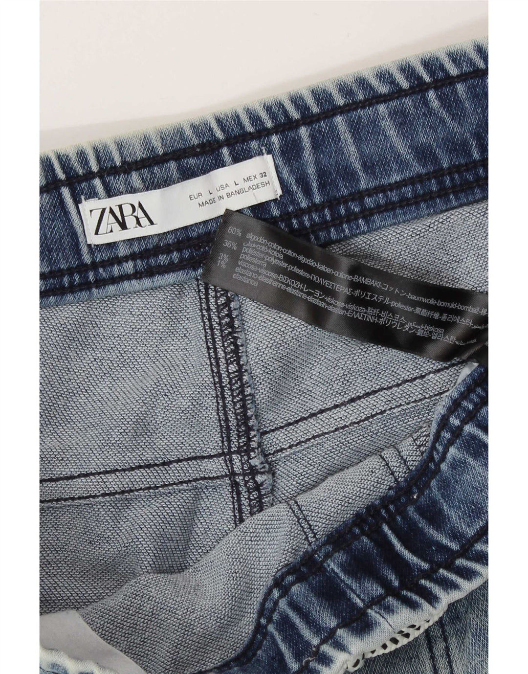 Zara Herren-Jeansshorts, Größe L, W32, blaue Baumwolle
