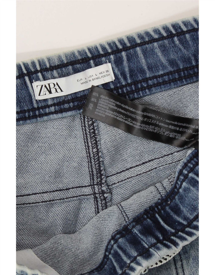 Zara Herren-Jeansshorts, Größe L, W32, blaue Baumwolle