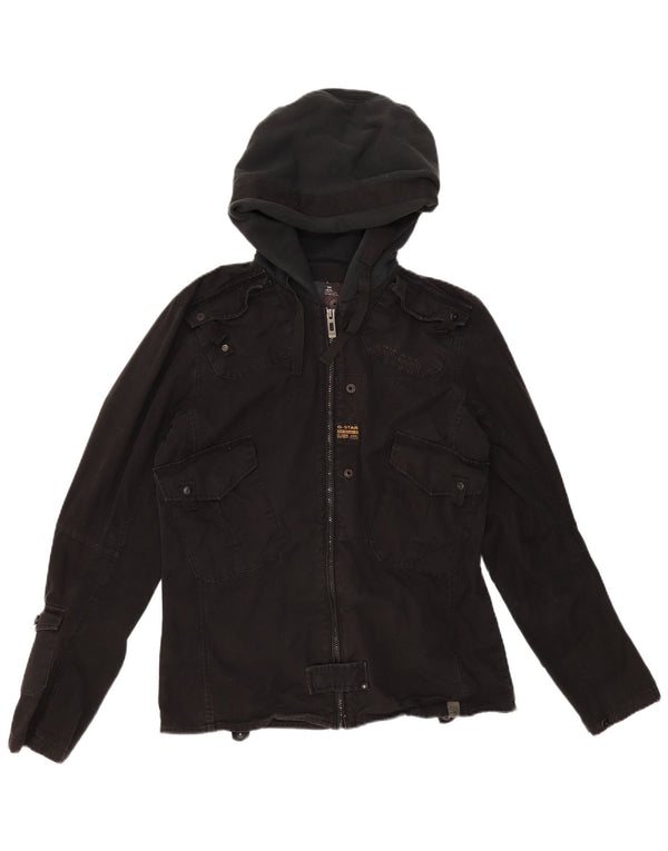 G-STAR Herren-Utility-Jacke mit Kapuze, UK 40, Größe L, Schwarz, Baumwolle