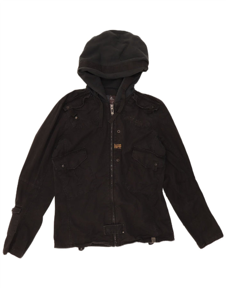 G-STAR Herren-Utility-Jacke mit Kapuze, UK 40, Größe L, Schwarz, Baumwolle