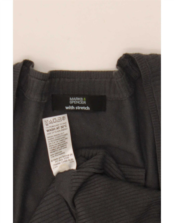 Marks & Spencer Damen Longline-Cardigan-Pullover UK 12 Mittelgraue Viskose
