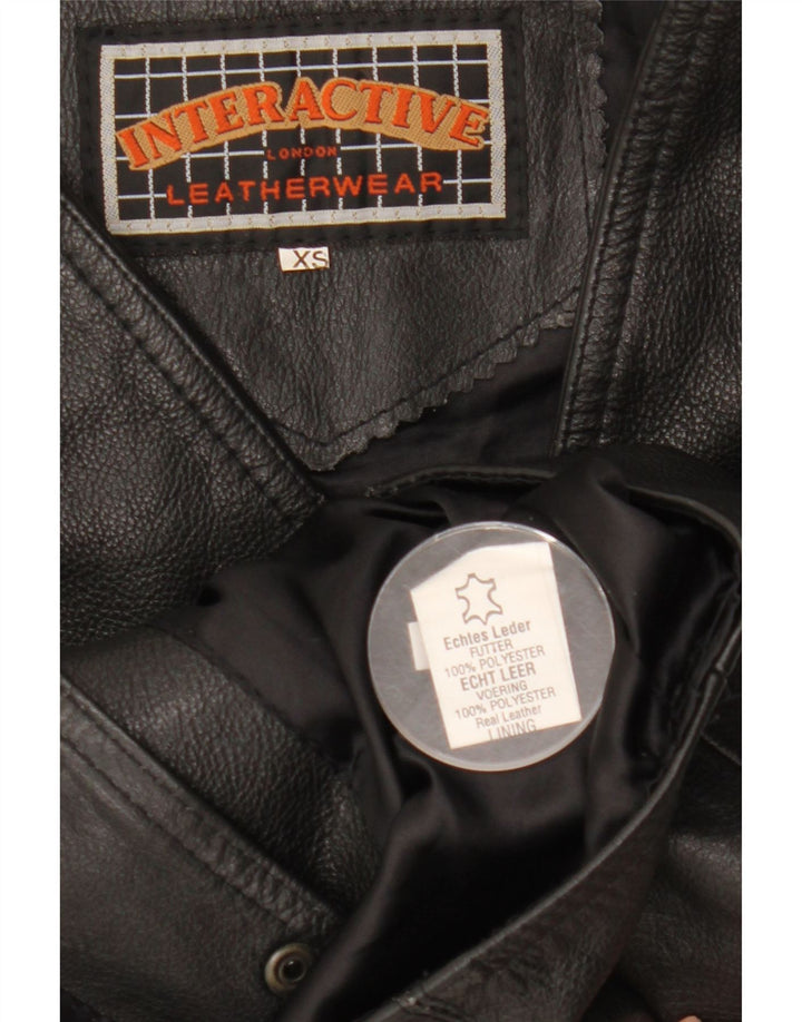 Vintage Herren Lederweste XS Schwarzes Leder
