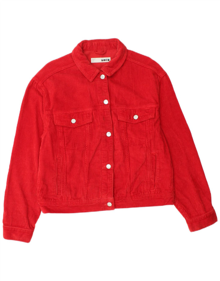 Topshop Damen Übergroße Cordjacke UK 10 Small Rote Baumwolle
