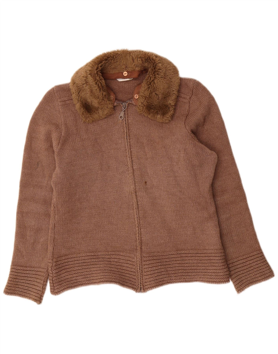 Marks & Spencer Damen Strickjacke SUK 14 Mittelbraune Wolle