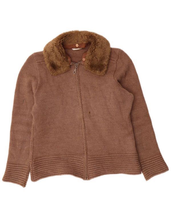 Marks & Spencer Damen Strickjacke SUK 14 Mittelbraune Wolle