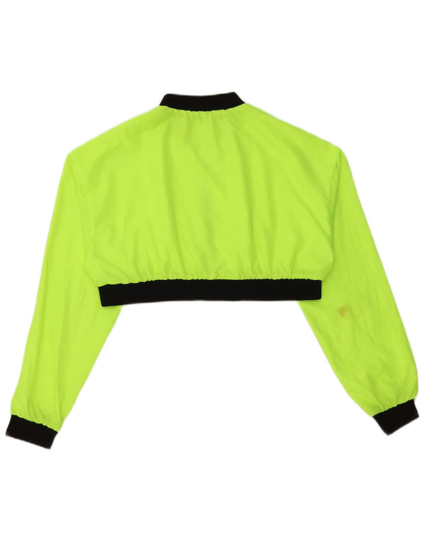 Zara Damen Crop Trainingsanzug Top Jacke UK 14 Mittelgelb Farbblock