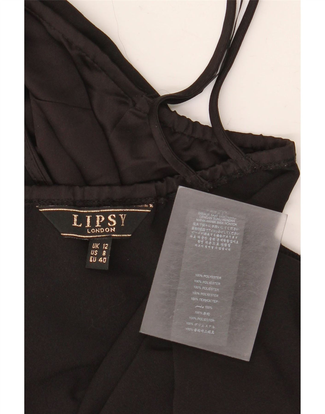 Lipsy Damen Crop Neckholder Top UK 12 Medium Schwarz Polyester