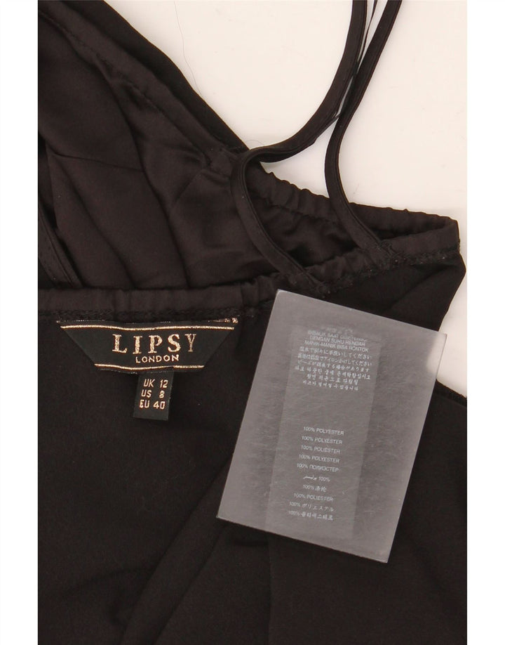 Lipsy Damen Crop Neckholder Top UK 12 Medium Schwarz Polyester