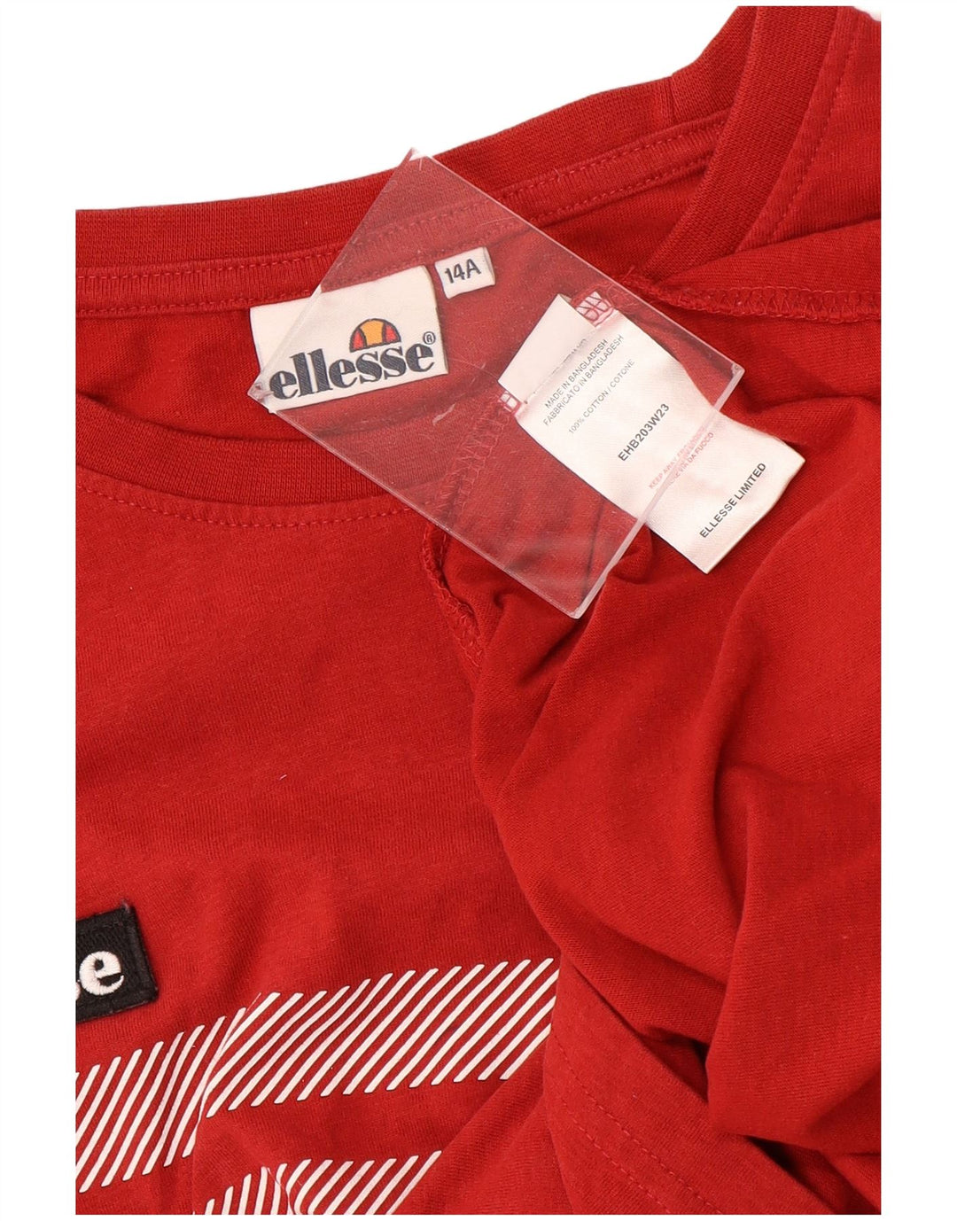 Ellesse Jungen-Top, langärmelig, 13–14 Jahre, rot gestreift, Baumwolle