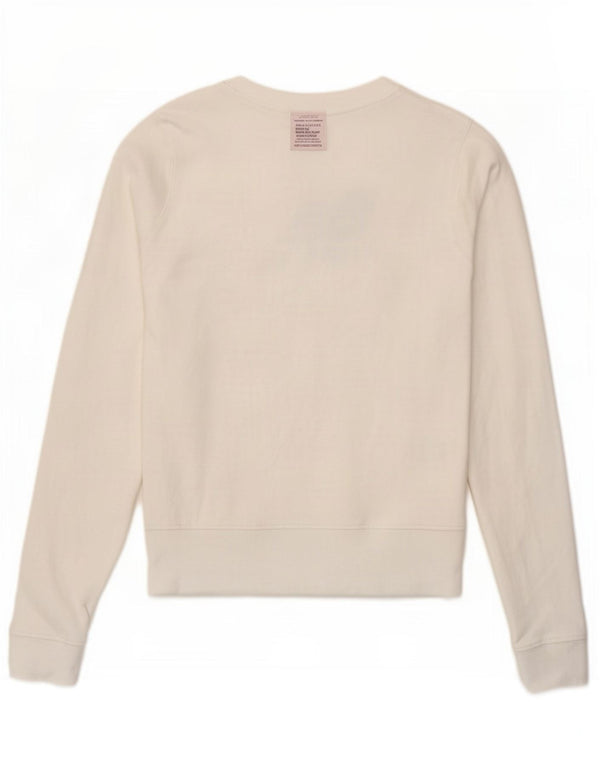 New Balance Damen-Sweatshirt mit Grafik, UK 10, Größe S, weiße Baumwolle