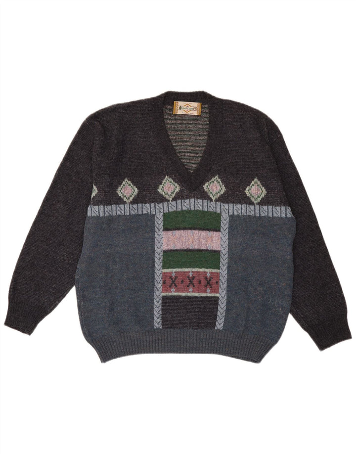 South Coast Herren-Pullover mit V-Ausschnitt, groß, mehrfarbig, geometrisch