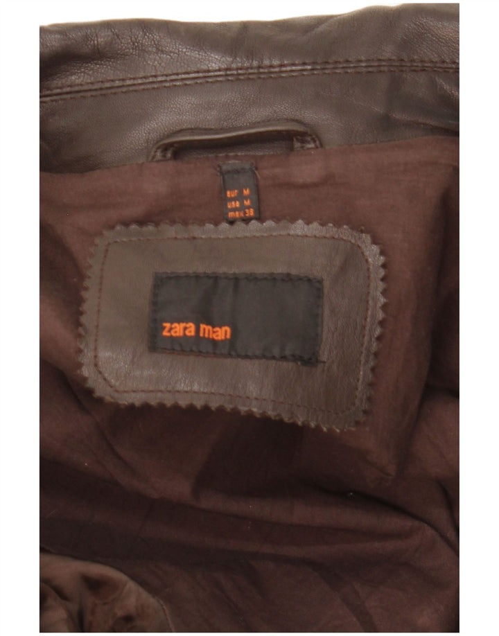 Zara Herren Lederjacke UK 38 Mittelbraunes Leder